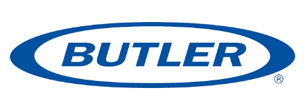 A blue oval logo with the word "BUTLER" in uppercase blue letters inside.