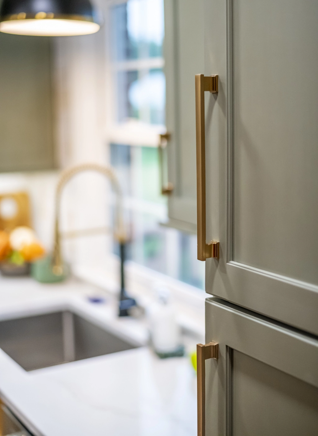 Close-up shot of the details in a kitchen remodel.